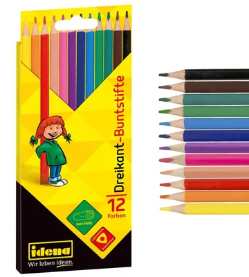 Produktbild von Idena 20134 - Buntstifte in 12 Farben, Farbstifte ausHolz in ergonomischer