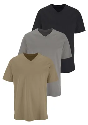 Produktbild von H.I.S. T-Shirt mit V-Ausschnitt, V-neck, Unterziehshirt olivgrün, schwarz, dunkelgrau Größe 6