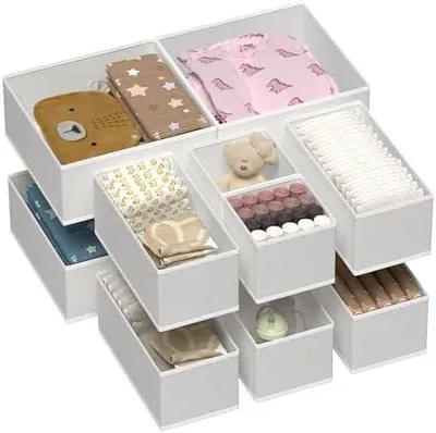 Produktbild von Vtopmart 12 Pack Kleiderschrank Organizer, Faltbare Schrank Organizer Kleiderschrank, Aufbewahrungsbox Stoff für Babykleidung, Unterwäsche, Socken