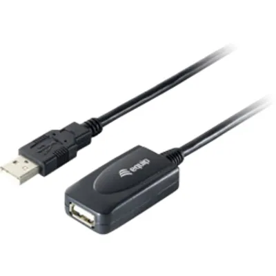 Produktbild von Equip Aktive USB 2.0 A Verlängerungskabel Stecker auf Buchse, 5m, 5 m, USB A, USB A, USB 2.0, Männlich/Weiblich, Schwarz