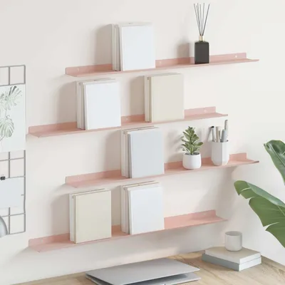 Obrázok produktu pre Maison Exclusive – Plávajúca polička, 4 kusy, farba ružová, rozmer 80 x 9 x 2,5 cm, materiál: oceľ