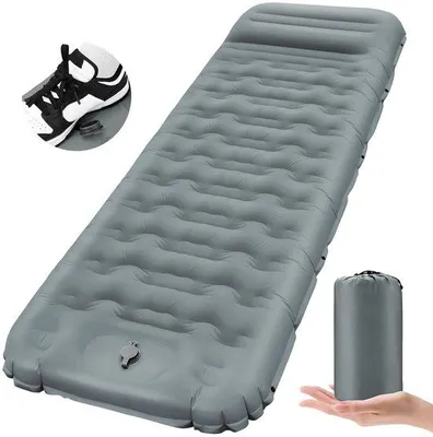 Produktbild von Ibenzoa® Selbstaufblasende Schlafmatte mit Fußpumpe – 12 cm dick, 195×64×12 cm, 950 g, 40D Nylon/TPU, bis 260 kg, kompakt 30×18 cm