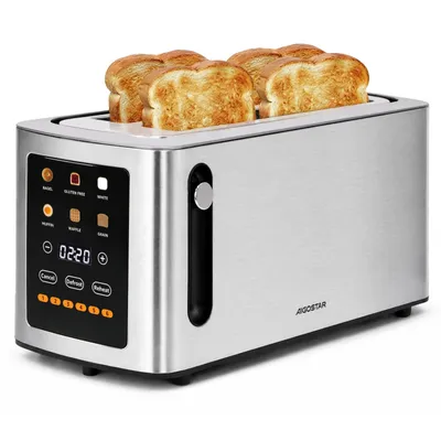 Produktbild von Aigostar Langschlitztoaster 4 Scheiben, Touchscreen, LCD-Display, 1750W, Edelstahl