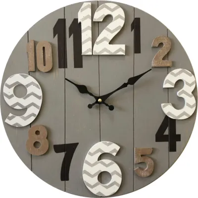 Produktbild von Rebecca Mobili Wanduhr im modernen Stil aus grauem und braunem Holz ø 40 cm