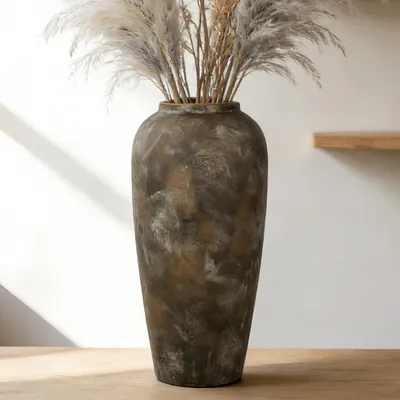 Obrázok produktu pre Vintage keramická váza - hnedá, 38 cm pre obývačku a stolovú dekoráciu