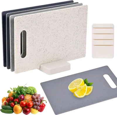 Productafbeelding van Snijplank - Set van 4 - 28 x 18 cm - Kunststof - Vaatwasserbestendig - Antislip - BPA-vrij