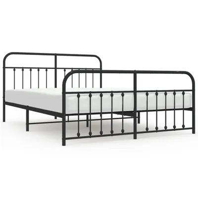 Zdjęcie produktu dla Metalowa Rama Łóżka Z Wezgłowiem I Zanóżkiem, Czarna, 183X213Cm Lumarko!