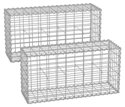 Immagine prodotto di Set di gabbioni argentati – acciaio zincato – 100 x 50 x 30 cm – montaggio semplice
