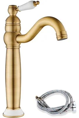 Immagine prodotto di Miscelatore per lavabo, stile antico, in ottone con maniglia in Vetroceramica