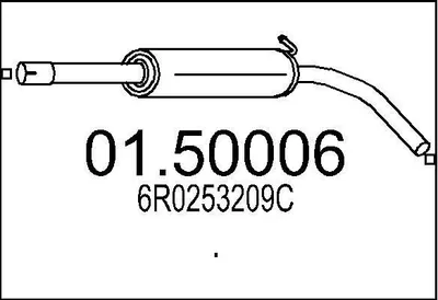 Produktbild von MTS 01.50006 Mittelschalldämpfer Schalldämpfer für VW Polo Schrägheck (6R1, 6C1) für SKODA Fabia II Schrägheck (542) Fabia II Combi (545) für SEAT
