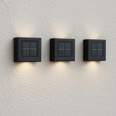 Produktbild von MasterLED Solar Fassadenleuchte LED – 5000K Neutralweiß – IP65 Schwarz – Dämmerungssensor Fernbedienung – Außenlicht Wand