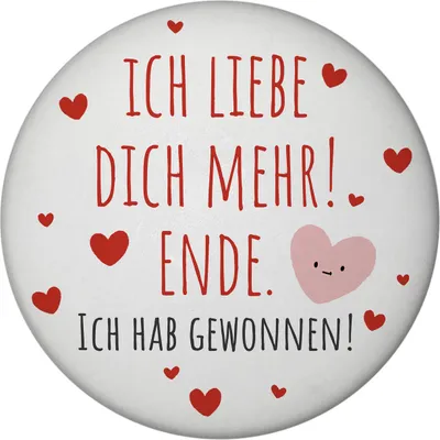 Produktbild von Herzen Magnet rund rund mit Spruch Ich liebe dich mehr! Ende.