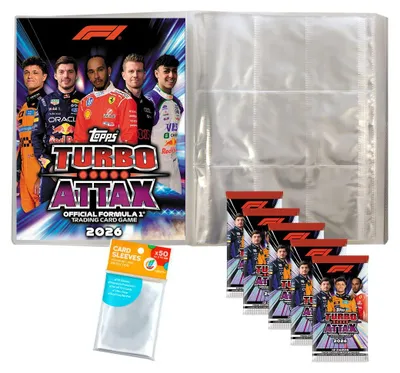 Produktbild von Bundle mit Turbo Attax Formel 1 2026 - 1 Leere Sammelmappe + 5 Booster + exklusive collect-it Hüllen