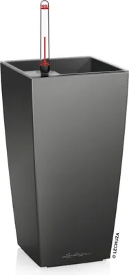 Produktbild von LECHUZA-Pflanzgefäß MAXI-CUBI Premium Anthrazit Metallic | Tischgefäß mit Bewässerungssystem | Metallic-Oberfläche | 14 x 14 x 26 cm | 18053
