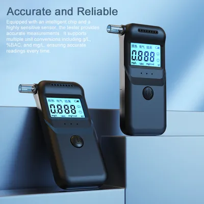Image de Ethylotest Détecteur d'alcool dans l'air expiré portable de haute précision avec 5 embouts buccaux Fonction d'alarme
