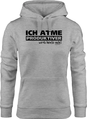 Produktbild von Damen Hoodie mit Spruch Ich atme produktiver wird`s heute nicht Moonworks® grau-schwarz S