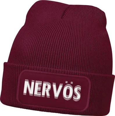 Produktbild von Damen Beanie mit Patch Strickmütze mit Spruch Nervös Aufdruck Statement Lustig Damenmütze Moonworks®