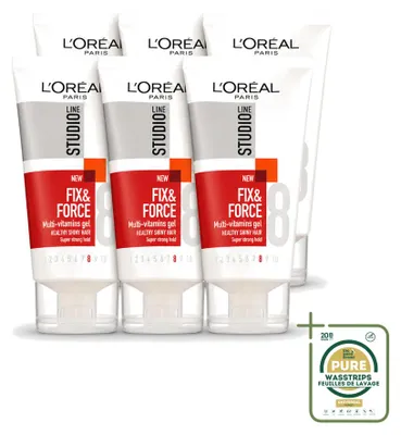Obrázek produktu pro 6 kusů produktu L'Oréal Paris Studio Line Essentials Fix & Force Gel Super Strong, objem 150 ml - balení