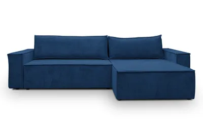 Produktbild von VENASI Ecksofa mit Schlaffunktion Hugo XL, Blau Cordstoff