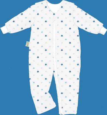 Produktbild von Odenwälder Jersey- Schlafoverall Hopsi - Sterne weiss-blau - 86/92