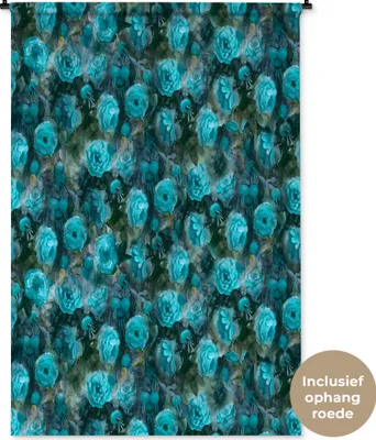 Produktbild von MuchoWow® Wandteppich Wandbehang Blumen - Rosen - Blau 120x180 cm Tapisserie Dekoration Wandtuch - Schlafzimmer - Dekorationen für das Haus