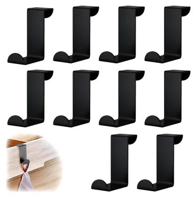 Produktbild von 10er Set Türhaken in Schwarz, Kleiderhaken für Türen, Flexible und robuste Hakenleiste für die Wohnung