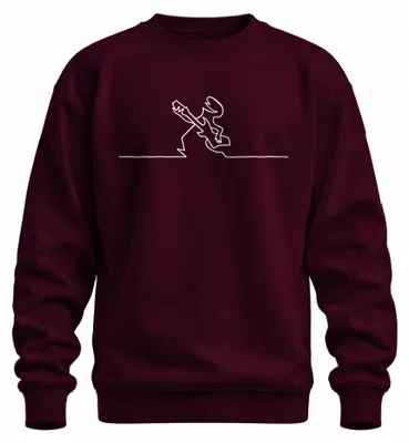 Immagine prodotto di Felpa con cappuccio, modello "Linea Gitarrist Musiker Strichmännchen Osvaldo Cavandoli", colore bordeaux, taglia S