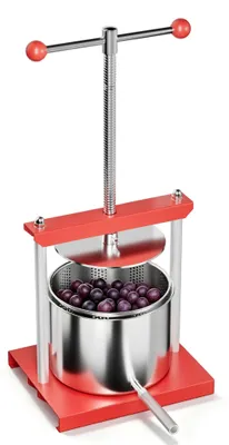 Produktbild von UISEBRT 6L Edelstahl Obstpresse Beerenpresse Fruchtpresse Weinpresse Manuelle Apfelpresse Edelstahlkorb Obst Wein Presse Maischepresse Obstschredder Entsafter Obstmühle für Obst Trauben Fleisch