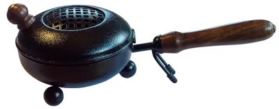 Produktbild von Räuchergefäß "Pfanne" aus Stahl schwarz mit Holzgriff