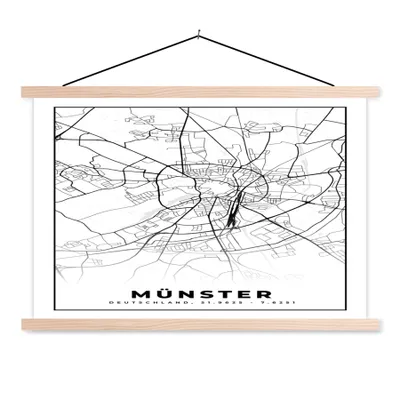 Produktbild von MuchoWow® Textilposter Münster - Stadtplan - Karte 60x40 cm mit holzfarbenen Rahmen - Bilder