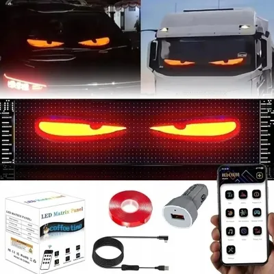 Zdjęcie produktu dla 2x Lampa Samochodowa Pasek LED 10x38cm Diabelskie Oczy LED Oczy Ciężarówki