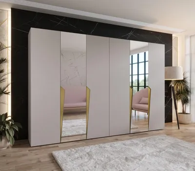 Produktbild von Spiegelschrank 300 cm SORAYA 2 - Kaschmir / goldene Griffe