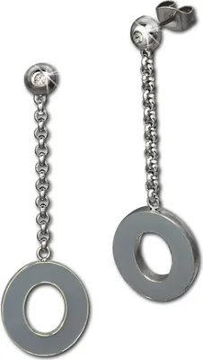 Image de Amello Femme Acier inoxydable gris émail blanc Boucles d'oreilles D2ESOG03K