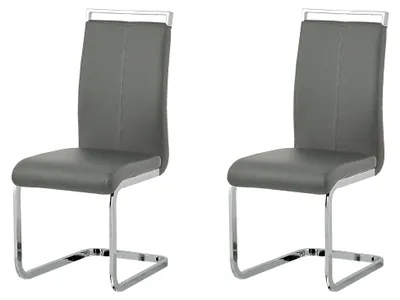 Produktbild von Freischwinger Stuhl 2er Set Grau Kunstleder Metallgestell