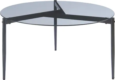 Produktbild von Couchtisch 'Ulökantaa' Glastisch mit runder Tischplatte Ø80 x 40 cm Metallgestell Rauchglas, grau