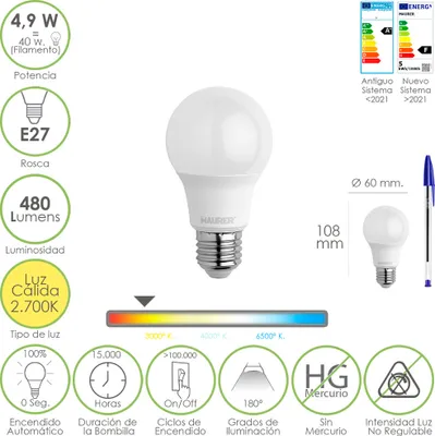 Productafbeelding van Maurer 19073040, 4,5 Watt, 40 Watt, E14 fitting, 470 lumen