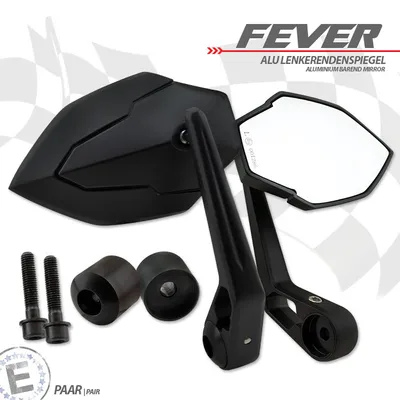 Produktbild von Lenkerendenspiegel FEVER schwarz M8 passend für Kawasaki