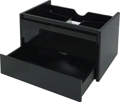 Obrázok produktu pre Vanity unit HWC-B19, toaletná skrinka s umývadlom, vysoký lesk Soft-Close 50x80cm ~ čierna