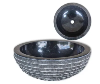 Image de vidaXL Lavabo en marbre 40 cm noir