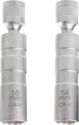 Produktbild von 2 Stück Magnetisch Zündkerze Steckschlüssel Entferner Installer Werkzeug Universal Flexibel Zündkerzenschlüssel, zündkerzen gelenkeinsatz zündkerzenschlüssel(14mm, 16mm)