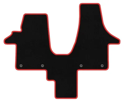 Image de Tapis de sol en moquette noir/rouge pour VW Transporter T5 2003-2015 1 pièce