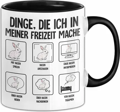 Produktbild von Dinge Die Ich In Meiner Freizeit Mache Hasen Tasse Geschenk Hasen-Besitzer Geschenkidee (Schwarz)