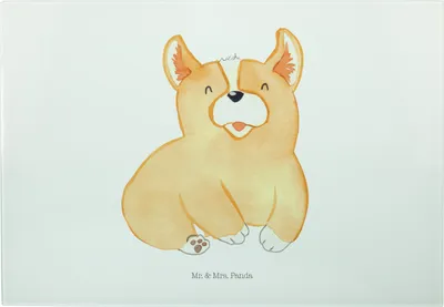 Produktbild von Mr. & Mrs. Panda Schneidebrett Corgie - Weiß - Geschenk, Sprüche, Hackbrett, Süß, Servierplatte, Spruch, Vesperplatte, Hund, schneidbrett, Bellen, Küchenbrett
