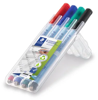 Produktbild von STAEDTLER Lumocolor 305 trocken abwischbarer Universalstift Box mit 4 Farben, M