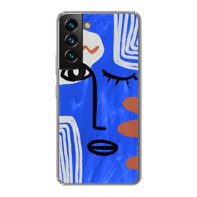 Produktbild von MuchoWow® Handyhülle Schutzhülle Hülle für Samsung Galaxy S22 Gesicht - Blau - Abstrakt Silikon Softcase Handy Hülle - Mobiltelefonhülle