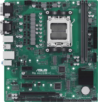 Image de ASUS Pro A620M-C-CSM - Carte mère - micro ATX - Socket AM5 - chipset AMD B650 - USB 3.2 Gen 1, USB 3.2 Gen 2, USB-C 3.2 Gen2 - Gigabit LAN - Carte graphique embarquée (CPU requis) - HD Audio (8 canaux) (90MB1F80-M0EAYC)