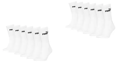Obrázok produktu pre Puma ELEMENTS Sportcrew – balenie 12 párov, biela farba: veľkosť 43-46. Veľkosť: 43-46