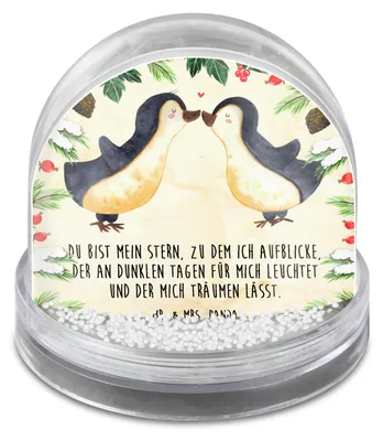 Produktbild von Mr. & Mrs. Panda Weihnachts Schneekugel Pinguin Liebe - Naturpapier - Geschenk, Freundin, Winter-Schneekugel, Geschenkidee, dekoartikel, Vertraut, Weihnachten, Verliebt