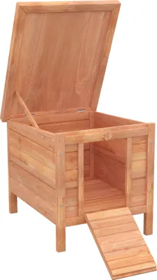 Image de PawHut Clapier à lapin cage à lapin avec rampes/porte, toit ouvrant et étanche - en bois de sapin dim. 51L x 42l x 43H cm bois naturel et vert
