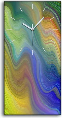 Produktbild von Wohnzimmer-Bild Leinwand Uhr Geräuschlos 30x60 Malerei Abstrakte Kunst Bunt - weiße Hände